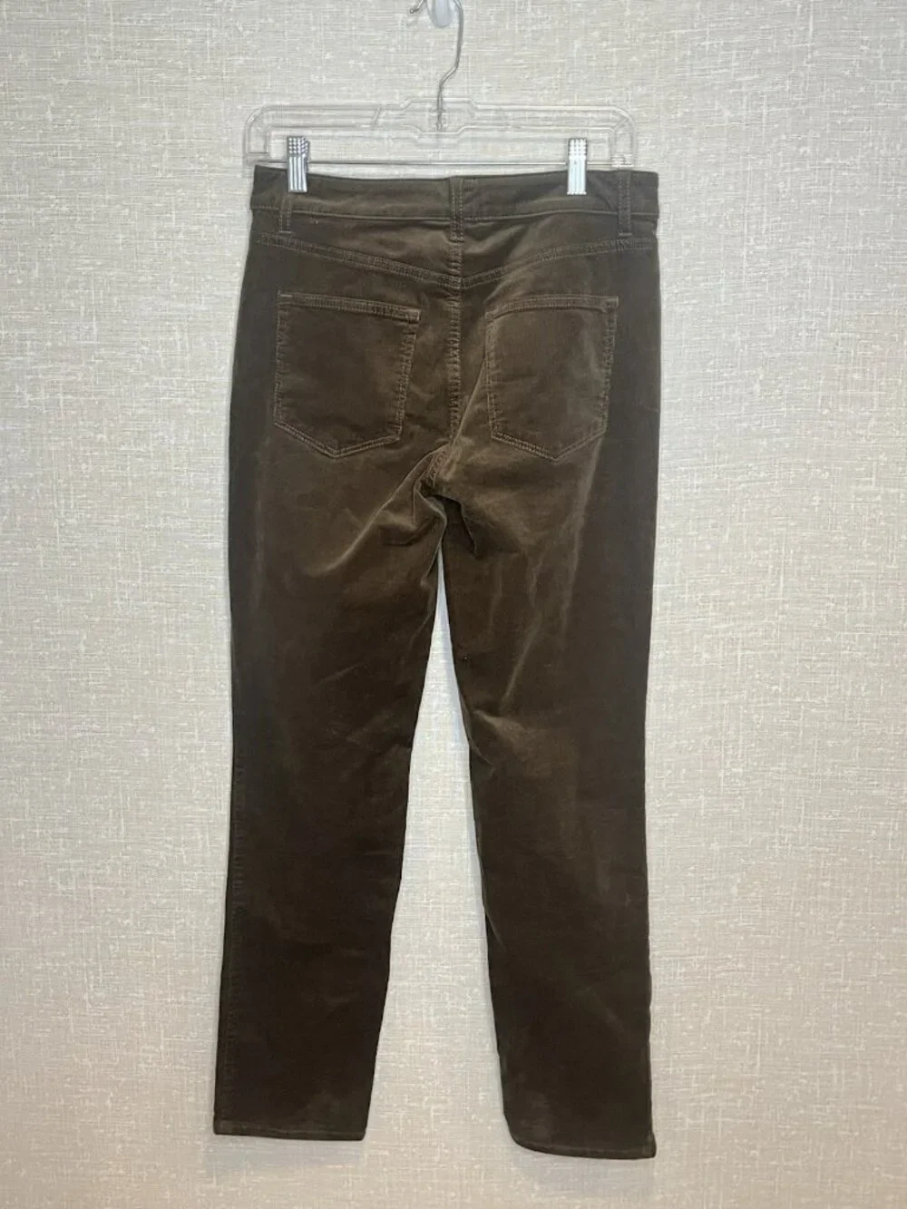 Talbots 2P Corduroy Straight Leg Pants Brown Petite Stretch 5 Pocket Fall Preppy